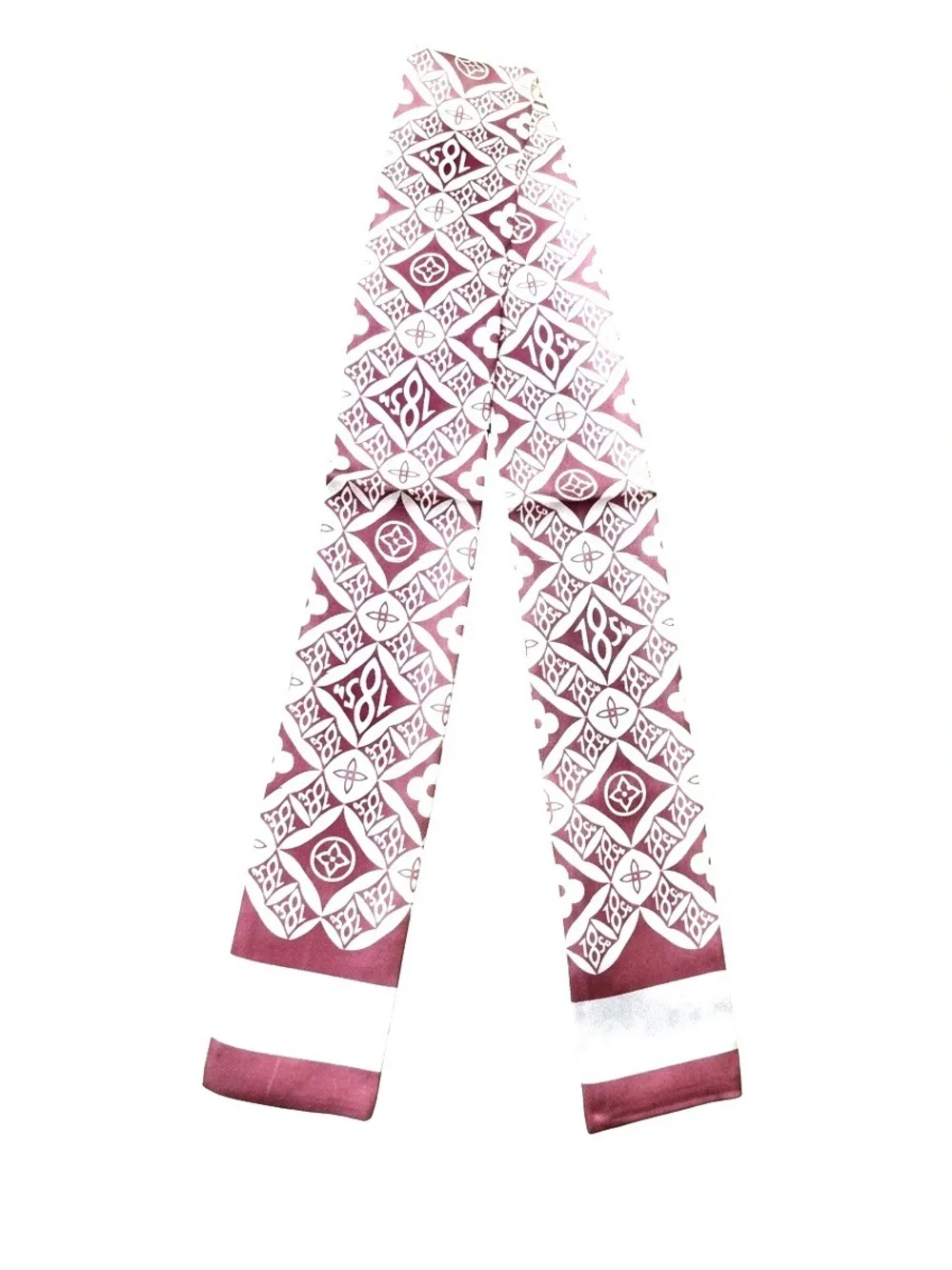 1854 Twilly Scarf Burgundy & White Monogram Print | Multi-Way Styling Accessory